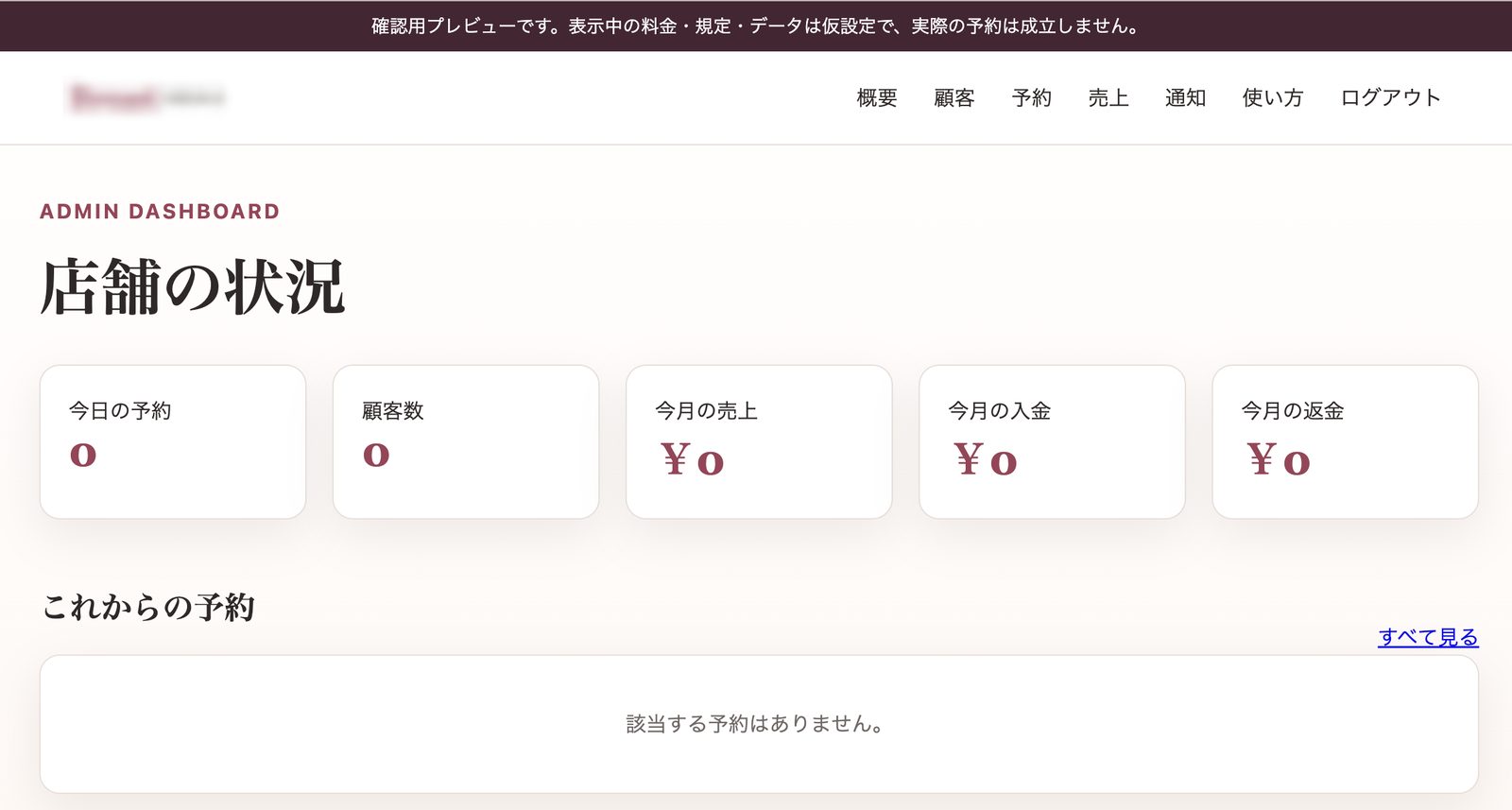 藤宮が作った管理画面「店舗の状況」（店名はぼかしています）